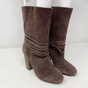 ECOTE | Carley Brown Suede Ankle Tie Slouchy Boots 6
